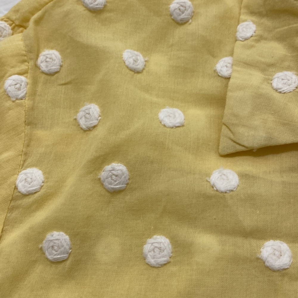 Copper Key Embroidered Dot Yellow Button Down Top Size XS - Picture 5 of 8